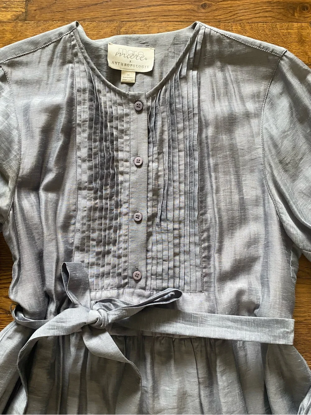 Anthropologie Slate Blue Tiered Midi/Maxi Dress with Pintuck Bodice size M - Picture 6 of 8